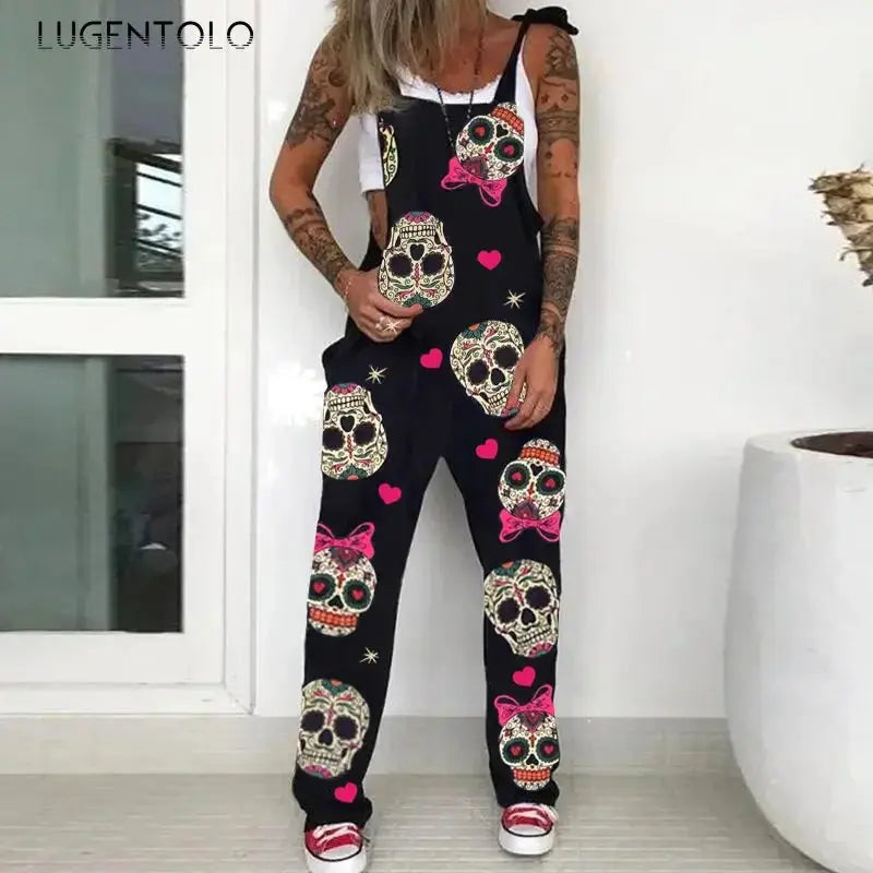 Women Skull Print, Misfits, and More Overall Jumpsuit Suspenders - Browsglamour