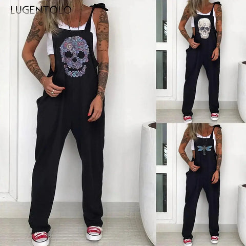 Women Skull Print, Misfits, and More Overall Jumpsuit Suspenders - Browsglamour