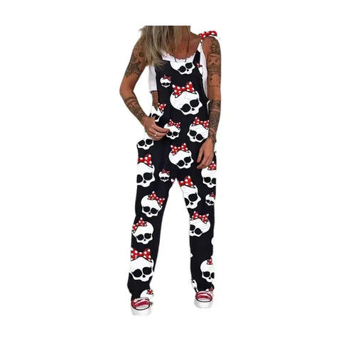 Women Skull Print, Misfits, and More Overall Jumpsuit Suspenders - Browsglamour