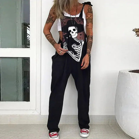 Women Skull Print, Misfits, and More Overall Jumpsuit Suspenders - Browsglamour