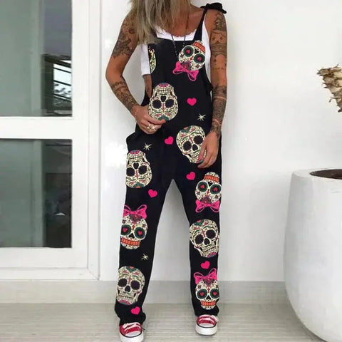 Women Skull Print, Misfits, and More Overall Jumpsuit Suspenders - Browsglamour