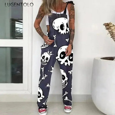 Women Skull Print, Misfits, and More Overall Jumpsuit Suspenders - Browsglamour