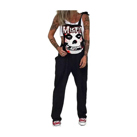 Women Skull Print, Misfits, and More Overall Jumpsuit Suspenders - Browsglamour