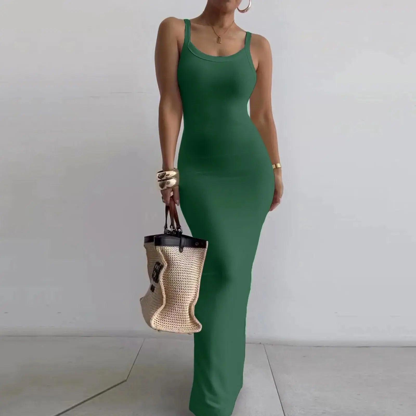 Women Streetwear Sleeveless Backless Solid Spaghetti Strap Bodycon Casual Clubwear Elegant Beach Party Dresses - Browsglamour