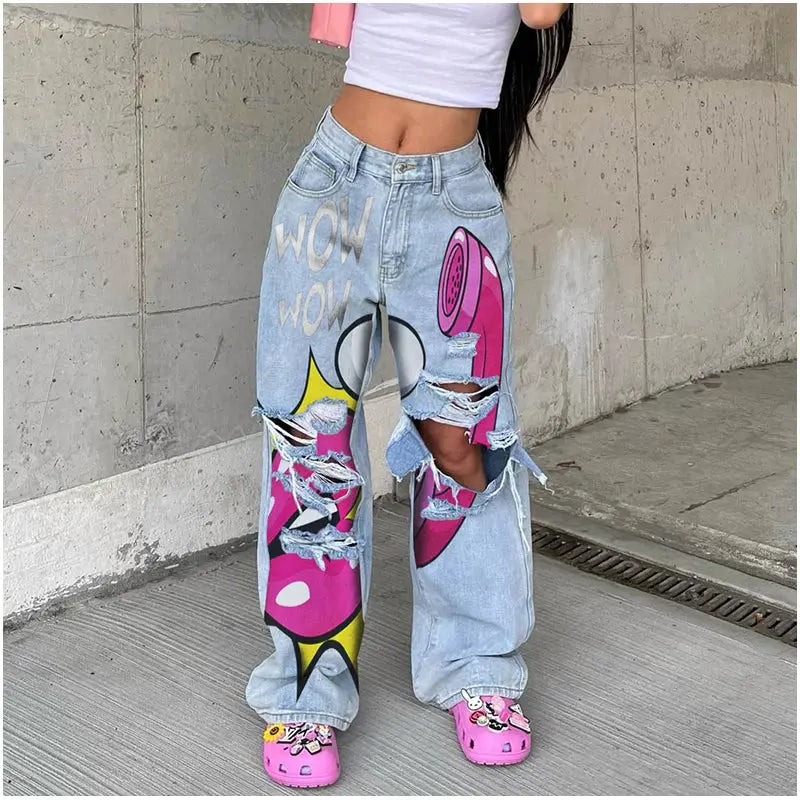 Women's wide-leg Graphic Jeans Browsglamour