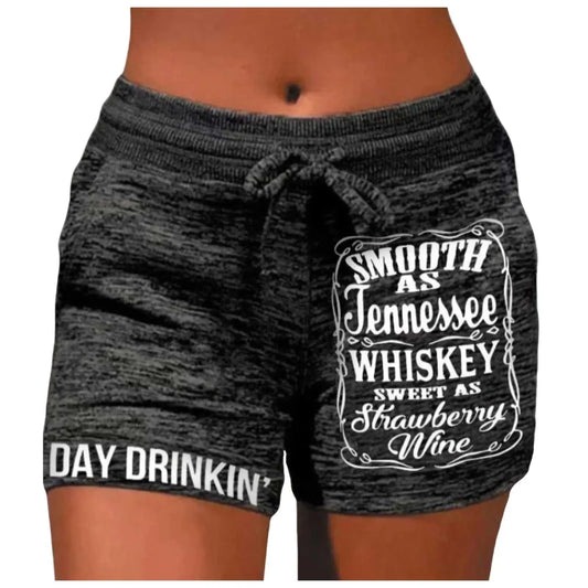 Womens Casual Drawstring Waist Tennessee Whiskey Shorts - Browsglamour