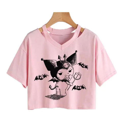 Womens' Kuromi Crop Top T-Shirt - Browsglamour