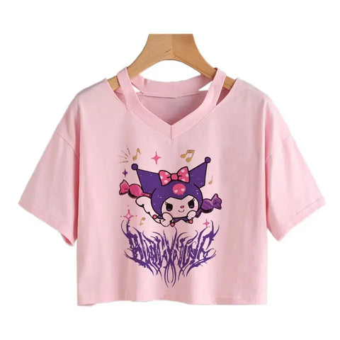 Womens' Kuromi Crop Top T-Shirt - Browsglamour