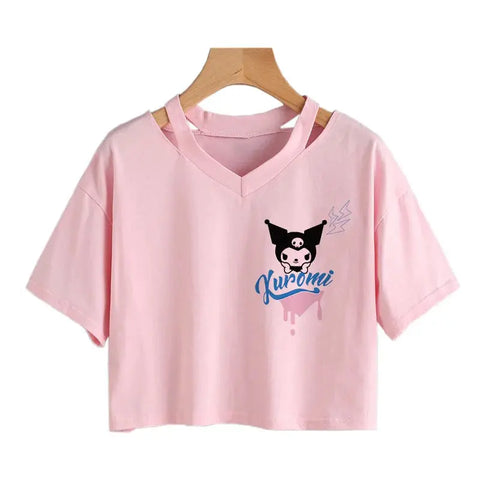 Womens' Kuromi Crop Top T-Shirt - Browsglamour