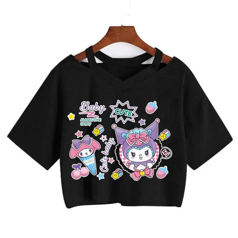 Womens' Kuromi Crop Top T-Shirt Browsglamour