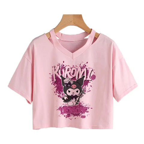 Womens' Kuromi Crop Top T-Shirt Browsglamour