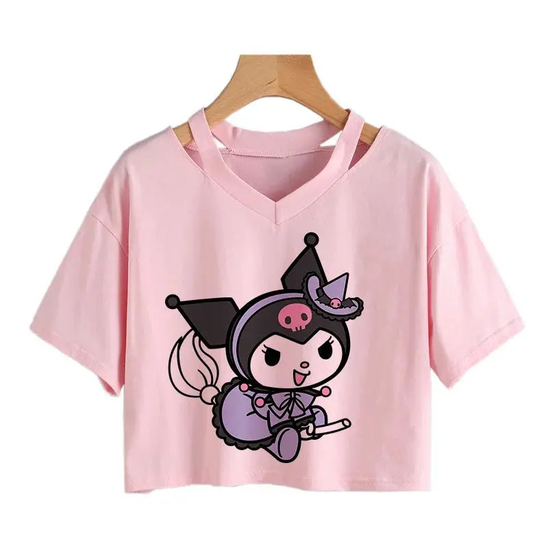 Womens' Kuromi Crop Top T-Shirt - Browsglamour