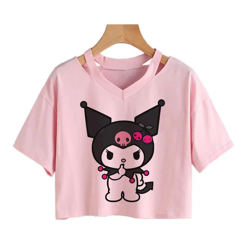 Womens' Kuromi Crop Top T-Shirt - Browsglamour