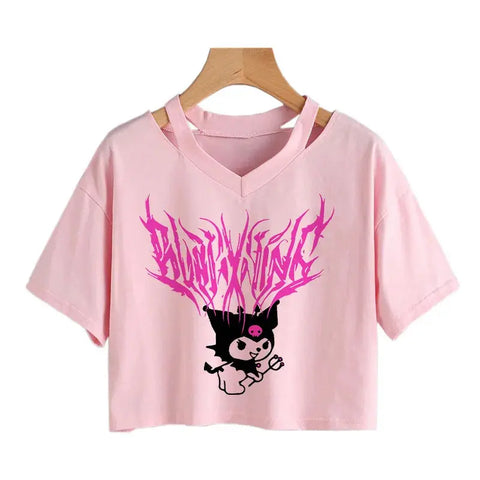 Womens' Kuromi Crop Top T-Shirt - Browsglamour