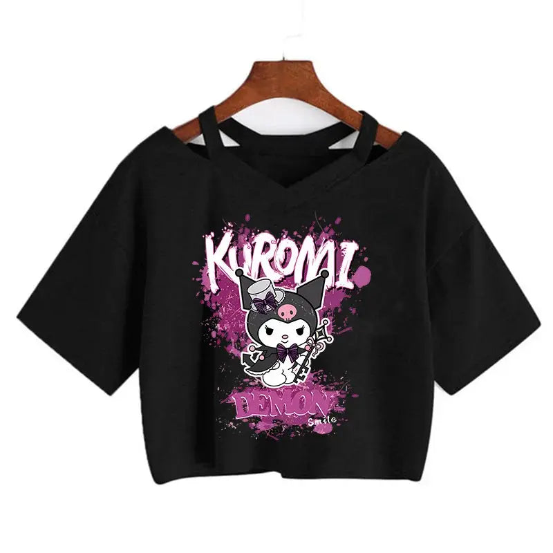 Womens' Kuromi Crop Top T-Shirt - Browsglamour