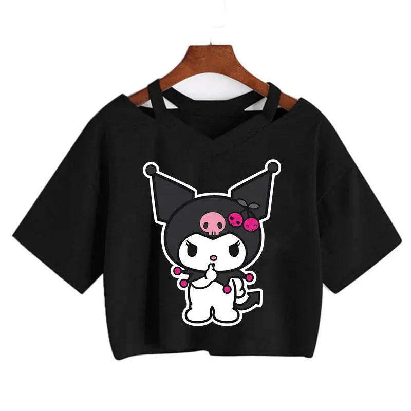 Womens' Kuromi Crop Top T-Shirt - Browsglamour