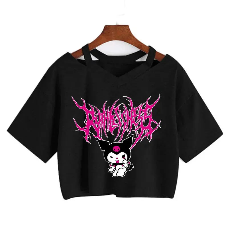 Womens' Kuromi Crop Top T-Shirt - Browsglamour