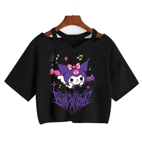 Womens' Kuromi Crop Top T-Shirt - Browsglamour