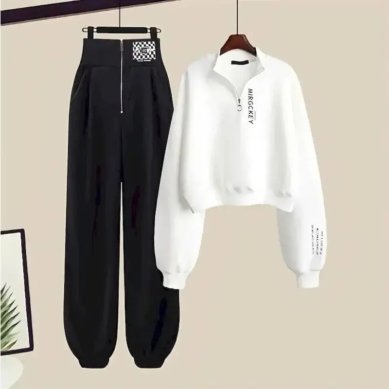 Y2k Streetwear Hoodies+Casual Sweatpants Suit Women 2023Autumn Zipper Pullovers Sweatshirts Harajuku Two Piece Sets Kpop Clothes Browsglamour