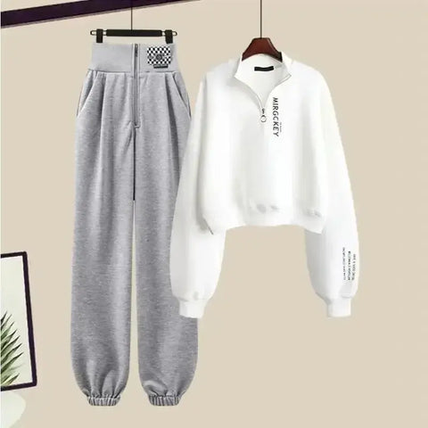 Y2k Streetwear Hoodies+Casual Sweatpants Suit Women 2023Autumn Zipper Pullovers Sweatshirts Harajuku Two Piece Sets Kpop Clothes - Browsglamour