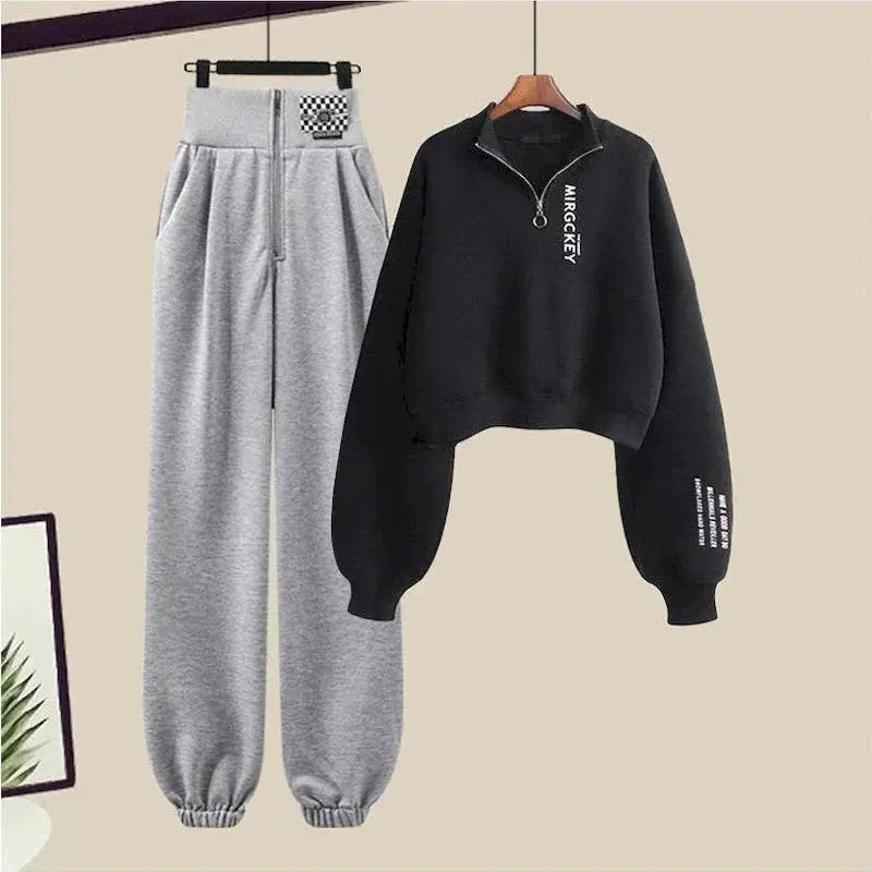 Y2k Streetwear Hoodies+Casual Sweatpants Suit Women 2023Autumn Zipper Pullovers Sweatshirts Harajuku Two Piece Sets Kpop Clothes Browsglamour