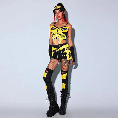 Yellow and Black Dance Rave Party Outfit - Browsglamour