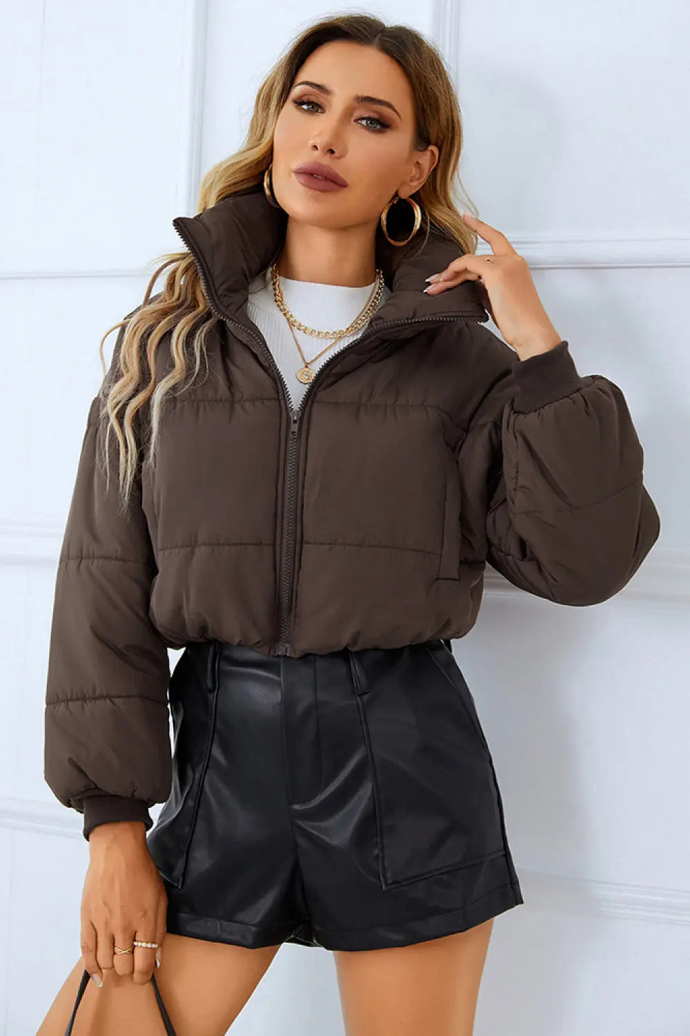 Zip-Up Winter Coat with Pockets - Browsglamour