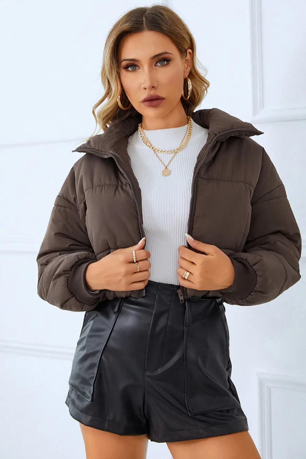 Zip-Up Winter Coat with Pockets - Browsglamour