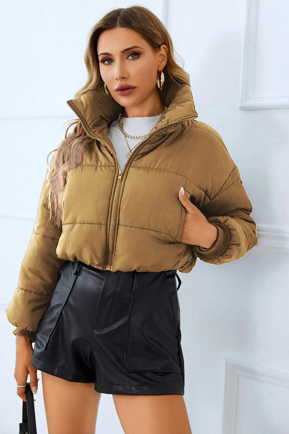 Zip-Up Winter Coat with Pockets - Browsglamour