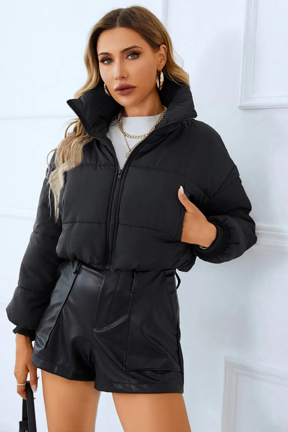 Zip-Up Winter Coat with Pockets - Browsglamour