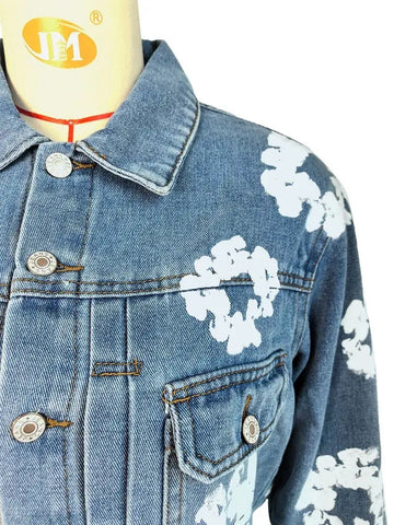 Floral Print Denim Jacket and/or Pants (Each Piece Sold Separately) - Browsglamour